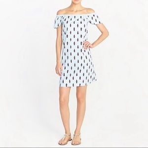 J.Crew Blue Ikat Off the Shoulder Dress